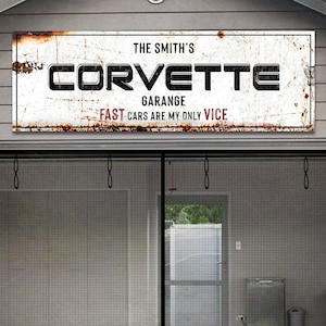 Corvette Sign | Corvette Lovers Canvas Wall Decor | Personalized Corvette Garage Sign | Garage Wall Art Gift For Dad | Corvette Owner Gift