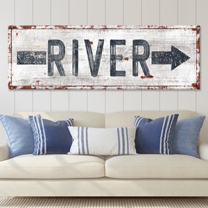 River Decor | Arrow Sign | River Arrow Sign | Rustic River House Wall Decor | Lake House Canvas | Home Wall Decor | River Wall Art