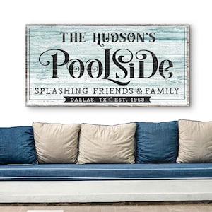 Poolside Sign Canvas Wall Decor | Pool Sign Wall Decor | Poolside Wall Art | Custom Pool Sign | Housewarming Gift | Swimming Pool Art Decor