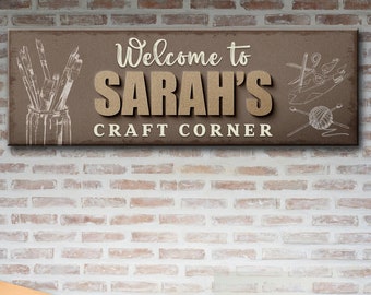 Craft Room Sign | Personalized Welcome Sign Craft Room Wall Décor | Craft Corner Wall Art | Craft Room Decor Gift | Sewing Room Decor Ideas