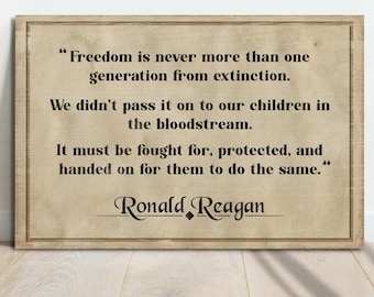 Ronald Reagan Quote Sign | Living Room Wall Art | Inspirational Sign | Patriotic Canvas Gift For Military | 4th Of July Wall Decor