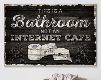 Farmhouse Bathroom Sign | Funny Bathroom Decor | Personalized Sign Bathroom Humor Decor | Rustic Toilet Sign Bathroom Wall Art