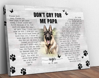 Dog Memorial Gift Wall Decor | Dont Cry Sweet Mama Pet Portrait Wall Art | In Memory of Dog Pet Memorial Gift | Loss of Dog Memorial Sign