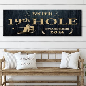 19th Hole Sign | Personalized Golf Wall Décor | Golfer Gift Wall Décor For Men | Mancave Canvas Wall Décor | Last Name Sign Golf Wall Art