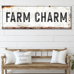 Farm House Decor | Farm Charm Sign | Living Room Wall Decor Farmhouse Canvas | Farmhouse Wall Art Home Decor | Housewarming Gift