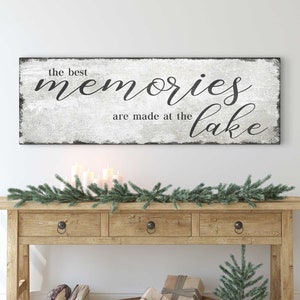 The Best Memories Are Made At The Lake Sign | Lakehouse Decor | Lake House Wall Art | Rustic Canvas Lake Wall Decor | Lake House Gift
