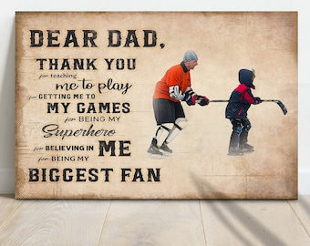 Hockey Dad | Fathers Day Gift | Hockey Sign Photo To Canvas Gift For Dad | Custom Sign Living Room Wall Art | Home Wall Decor