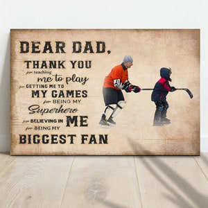 Hockey Dad | Fathers Day Gift | Hockey Sign Photo To Canvas Gift For Dad | Custom Sign Living Room Wall Art | Home Wall Decor