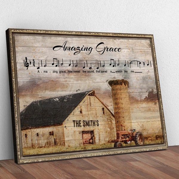 Amazing Grace Sign | Religious Sign Hymn Wall Art | Farmhouse Decor Bible Verse Wall Art | Bible Sign Christian Home Decor | Christian Gift