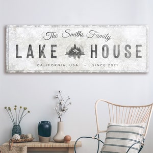 Customized Lake House Sign | Lake House Wall Art | Family Name Sign | Lake Themed Wall Decor | Lake House Canvas | Lake House Gifts