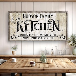 Farmhouse Kitchen Sign | Custom Kitchen Sign Wall Decor |  Dining Wall Decor | Custom Family Name Sign | Personalized kitchen Wall Art