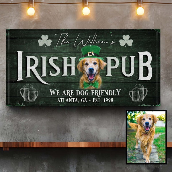 Irish Pub Sign | Dog Lover Gift | Personalized Irish Pub Sign Wall Decor | St. Patrick's Day Decor | Dog Lover Pub Decor | Ireland Decor