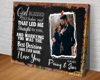 Personalized Gift for Her | Love Messages Portrait Art Wedding Sign | Portrait Wall Art Couple Gift Ideas | Romantic Gift Wall Decor