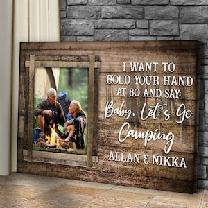 Camping Gifts For Couples | Baby Let&#39;s Go Camping Portrait Sign | Personalized Camping Sign Portrait Wall Decor | Gift For Husband Wall Art