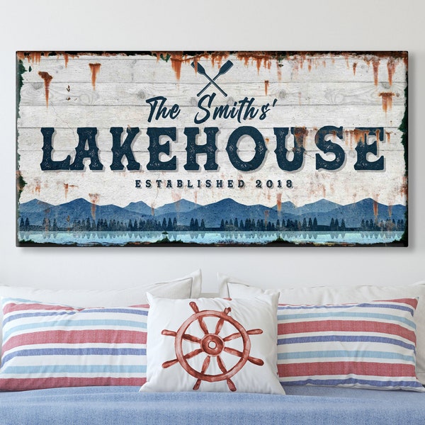 Lake House Decor | Personalized Lake House Sign | Family Name Rustic Lakehouse Decor | Lake House Gift Wall Decor | Lake Decor Family Gift