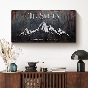 Family Canvas Wall Art | Mountain Sign Cabin Decor | Personalized Sign Mountain Wall Art | Life Is Better In The Mountains Rustic Home Decor