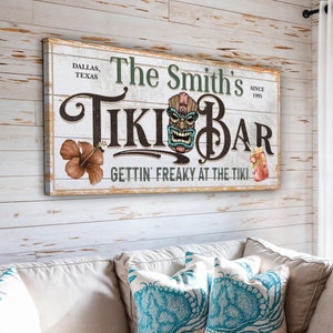 Custom Tiki Bar Sign | Tiki Bar Decor | Personalized Tiki Bar Sign | Getting Freaky At The Tiki Wall Art | Custom Bar Sign Tropical Decor
