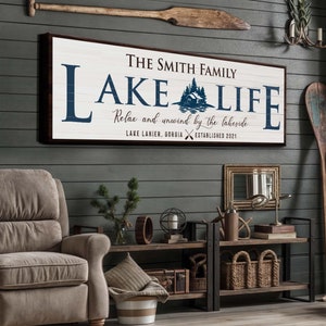 Lakehouse Canvas Decor | Rustic Lake House Wall Decor | Personalized Lake Sign | Lake House Wall Art | Lake House Gift Wall Art Canvas