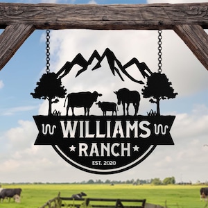Custom Cattle Ranch Metal Signs | Cattle Farm Sign Wall Art | Personalized Farmhouse Decor | Ranch Entrance Signs | WEATHERPOOF METAL Sign