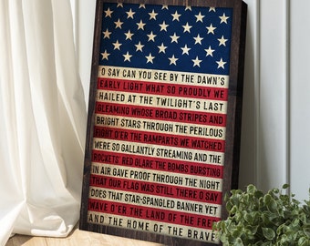 4th Of July Decor | Patriotic Decor | Independence Day Sign | 4th Of July Quotes | American Flag | Star Spangled Banner Living Room Decor