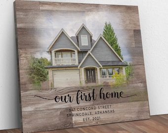 Housewarming Gift First Home, New Home Personalized Canvas Portrait Gift, Our First Home Sign, Realtor Closing Gift, House Warming Gift