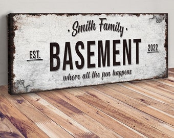 Basement Bar Sign | Bar Sign For Home Bar Wall Art | Personalized Basement Bar And Lounge Sign Canvas | Basement Bar Housewarming Gifts