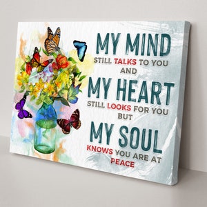 My Mind Still Talks to You Funeral Sign | In Loving Memory Gift Wall Decor | Funeral Gift Memorial Canvas | Condolence Gift Wall Art