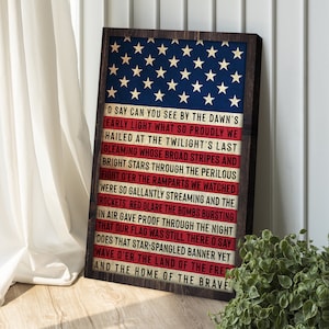 4th Of July Decor | Patriotic Decor | Independence Day Sign | 4th Of July Quotes | American Flag | Star Spangled Banner Living Room Decor