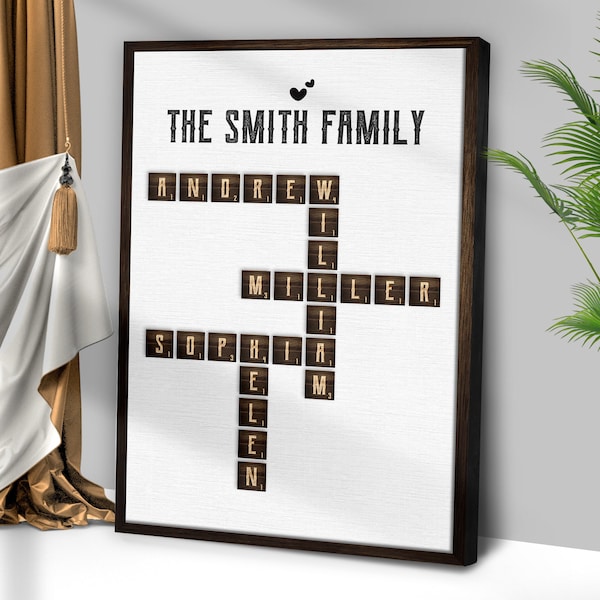 Family Crossword Puzzle Wall Art Etsy
