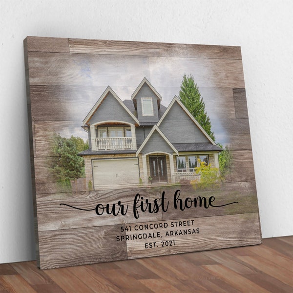 Housewarming Gift First Home, New Home Personalized Canvas Portrait Gift, Our First Home Sign, Realtor Closing Gift, House Warming Gift