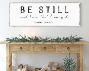 Be Still and Know That I Am God Faith Sign | Scripture Wall Art | Bible Verse Sign Church Decor | Rustic Wood Bible Verse Wall Art