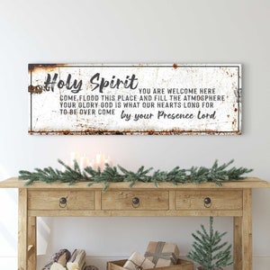 Holy Spirit You Are Welcome Here Sign | Bible Wall Decor | Holy Spirit Sign Religious Wall Art | Christian Home Decor Faith Sign