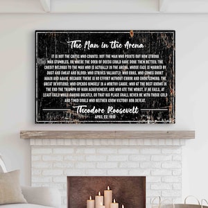 The Man In The Arena Sign | Inspirational Sign | Living Room Wall Decor Sign | Canvas Hanging Wall Art | Home Wall Decor Quote Sign