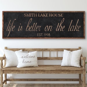 Family Lake House Sign | Personalized Lake Farmhouse Home Decor | Lake House Decor | Custom Lake Art Painting |Lake Print Farmhouse Wall Art