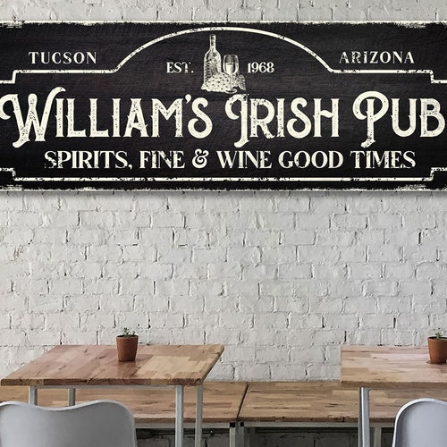 Personalized Irish Pub Sign Custom Bar Large Canvas Wall Art Etsy