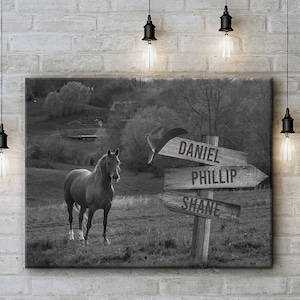 Custom Horse Farm Sign | Modern Farmhouse Horse Ranch Sign | Horse Sign Farmhouse Decor | Horse Ranch Custom Name Sign