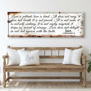 1 Corinthians 13 Bible Sign | Love Is Patient Love Is Kind Wall Decor | Christian Wedding Gift | Christian Couple Bible Verse Wall Art