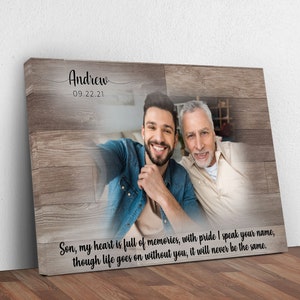 Loss of Son, Personalized Memorial Gift For Loss Of Son, Son Memorial Gift Portrait Canvas, Sympathy Gift Loss Of Son Canvas Sign