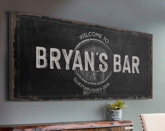 Personalized Bar Sign | Beer Barrel Home Bar Sign | Man Cave Decor Bar Wall Decor | Beer Lovers Gift for Him Basement Bar Sign | Bar Art