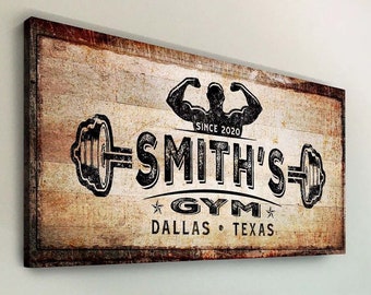 Gym Sign | Home Gym Fitness Sign | Workout Wall Decor | Huge Canvas Wall Art | Man Cave Decor | Personalized Gift For Gym Lovers