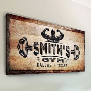 Gym Sign | Home Gym Fitness Sign | Workout Wall Decor | Huge Canvas Wall Art | Man Cave Decor | Personalized Gift For Gym Lovers