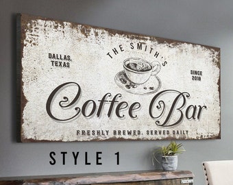 Coffee Bar Sign Freshly Brewed Coffee Beans Artwork Large Wall Art Coffee Station Sign Personalized Housewarming Gift for Coffee Lovers