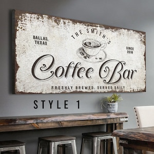 Coffee Bar Sign | Personalized Coffee Bar Sign | Coffee Signs For Kitchen Wall Art | Custom Coffee Bar Ideas Canvas | Coffee Bar Wall Decor