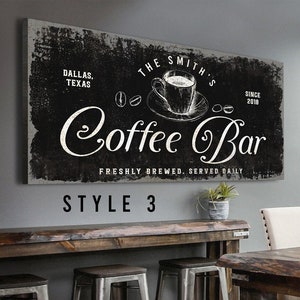 Coffee Bar Sign | Rustic Home Bar Decor | Personalized Gifts Coffee Bar Decor | Coffee Signs For Kitchen | Coffee Wall Art Canvas Print