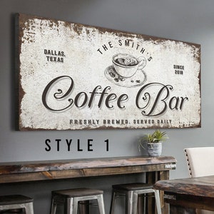 Rustic Farmhouse Kitchen Decor Custom Family Name Established Sign Vintage CAFE Sign COFFEE Sign Vintage Wall Decor Personalized