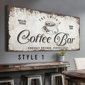 Coffee Bar Sign | Large Coffee Signs | Coffee Art Canvas Wall Decor | Custom Coffee Bar Sign | Custom Name Sign Coffee Artwork Bar Wall Art