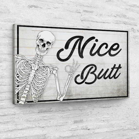 Bathroom Wall Decoration | Gothic Bathroom Butt Decor | Funny Skeleton Bathroom Sign | Bathroom Decor | Toilet Wall Decor | Restroom Sign