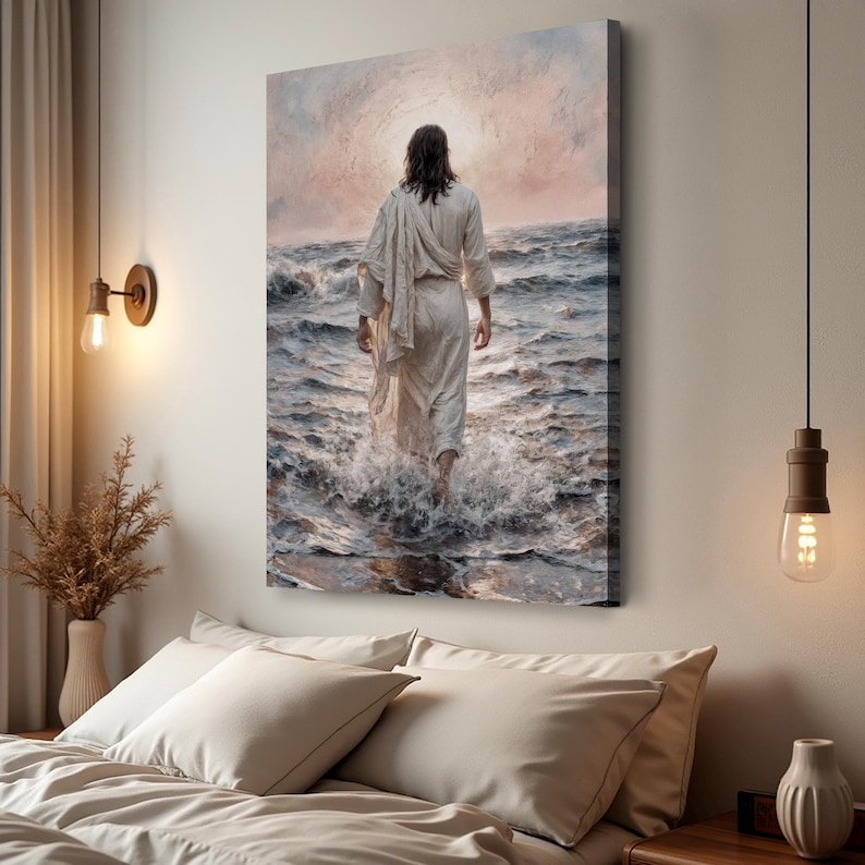 Jesus Christ Walking on Water Faith Wall Art | Christian Wall Art ...