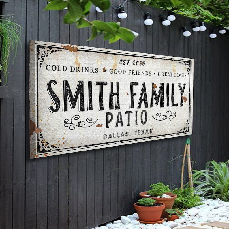 Farmhouse Patio Sign Outdoor Patio Signs Family Wall Art Patio Art Custom Name Sign Rustic Patio Decor Porch Decor Name Sign Style 3