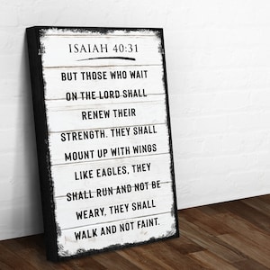 Isaiah 40 31 Faith Sign | Wings Like Eagles Scripture Wall Art | Renew Their Strength Bible Sign Wall Decor | Bible Verse Sign Church Decor